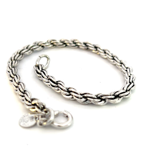 Tiffany & Co Estate Rope Chain Bracelet 8" Sterling Silver TIF612