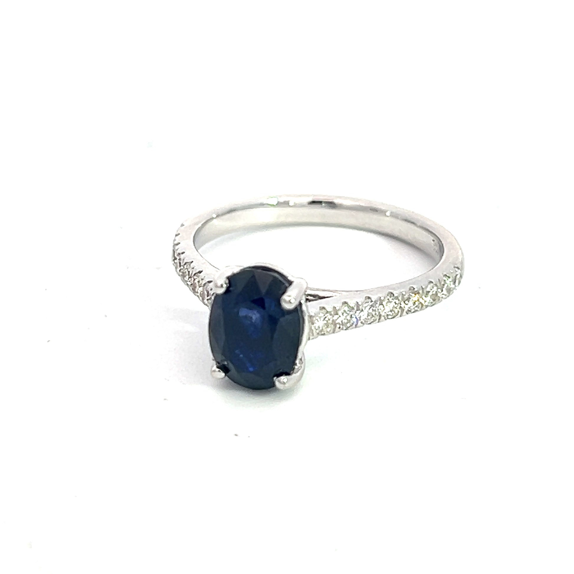 Natural Sapphire Diamond Ring 6.5 14k W Gold 2.35 TCW Certified $3,950 310589