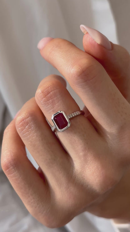 Natural Ruby Diamond Ring Size 6.5 14k White Gold 1.93 TCW Certified $4,950 508583