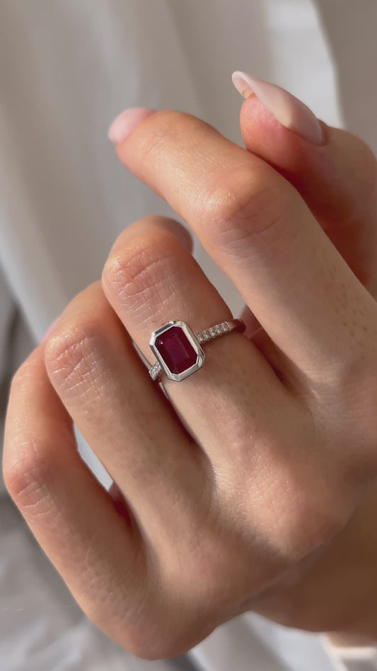 Natural Ruby Diamond Ring Size 6.5 14k White Gold 1.93 TCW Certified $4,950 508583