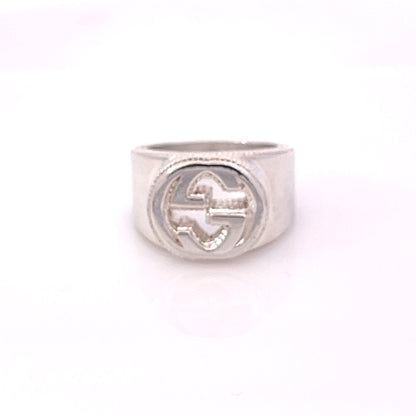 Gucci Estate Sterling Silver Ring Size 8.5, 15 mm Height 17.9 Grams G45