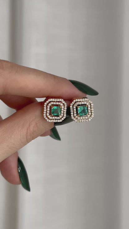 Natural Emerald Diamond Earrings 14k Gold 1.52 TCW Certified $6,950 111888