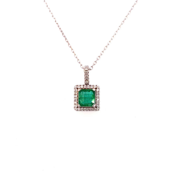 Natural Emerald Diamond Pendant 18" 14k WG 2.05 TCW Certified $4,950 309025
