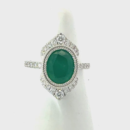 Natural Emerald Diamond Ring Size 6.5 14k Gold 2.94 TCW Certified $5,950 604447