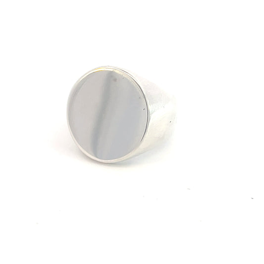 Tiffany & Co Estate Mens Signet Engraveable Ring 6.5 Silver 11.70 mm TIF598