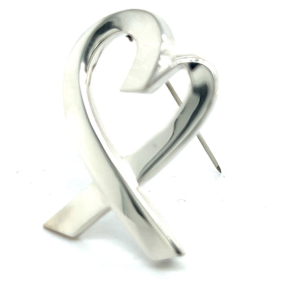 Tiffany & Co Estate Heart Brooch Pin Sterling Silver By Paloma Picasso TIF676