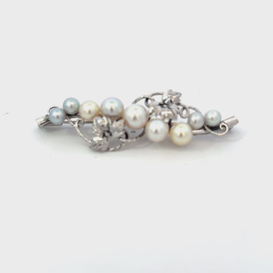 Mikimoto Akoya Pearl Brooch Sterling Silver 6.8 mm Estate 8 Grams M443