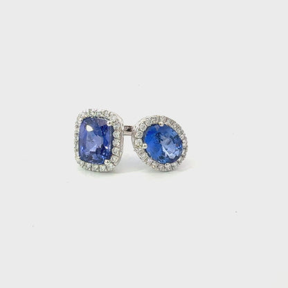 Natural Sapphire Diamond Ring Size 6.25 14k White Gold 6.63 TCW Certified $8,950 601194