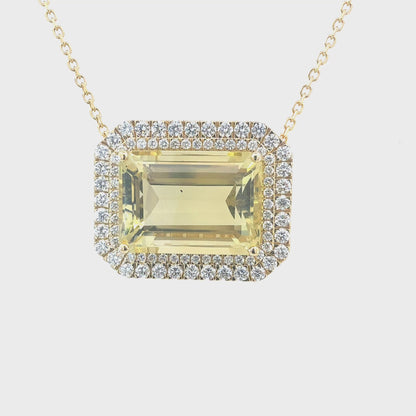 Natural Citrine Diamond Necklace 18" 14k Gold 19.96 TCW Certified $7,950 604482