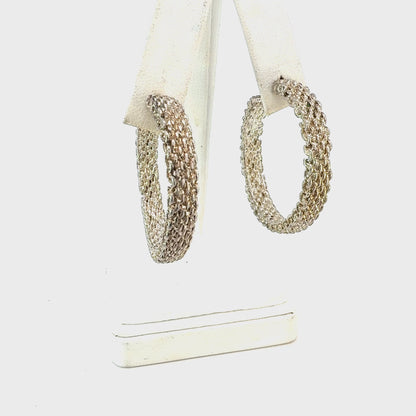 Tiffany & Co Somerset Hoop Earrings 1.75" Sterling Silver Estate TIF928