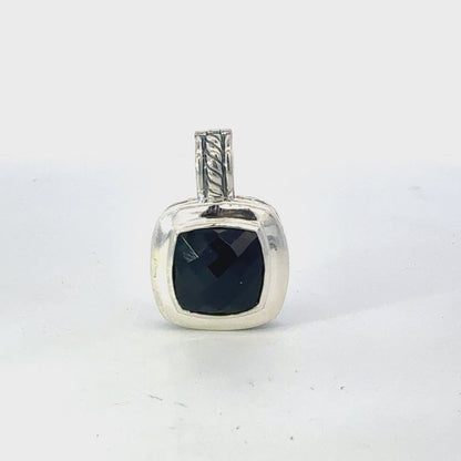David Yurman Onyx Albion Pendant 11 mm Sterling Silver Estate DY676