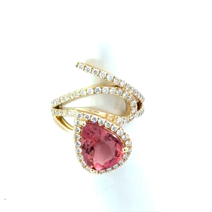 Natural Tourmaline Diamond Ring Size 6.5 14k Gold 3.3 TCW Certified $5,950 601380