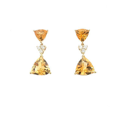 Natural Citrine Diamond Earrings 14k Gold 10.02 TCW Certified $4,950 604466