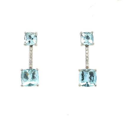 Natural Aquamarine Diamond Earrings 14k Gold 5.81 TCW Certified $4,950 601190