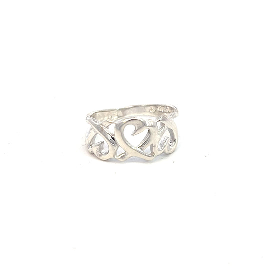 Tiffany & Co Estate Triple Heart Ring 4 Sterling Silver TIF641