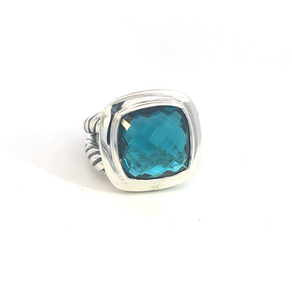 David Yurman Authentic Estate London Blue Topaz Albion Ring 7 Silver 14 mm DY484