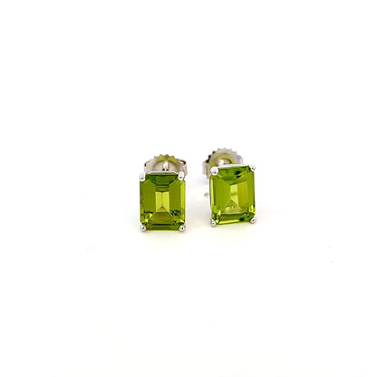 Natural Peridot Stud Earrings 14k White Gold 4.41 TCW Certified $1,590 311046