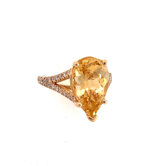 Natural Citrine Diamond Ring 6.5 14k Y Gold 4.79 TCW Certified $3,950 310632