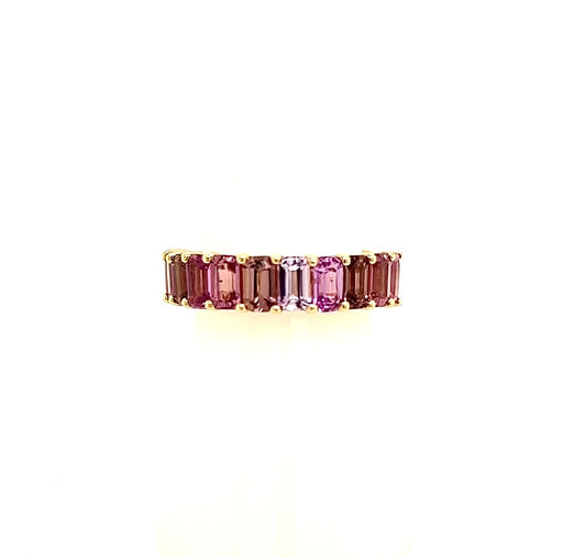 Natural Multi-Shade Sapphire Ring Size 6.5 14k Rose Gold 4.20 TCW Certified $4,950 217582
