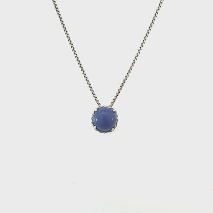 David Yurman Lapis Lazuli Pendant Necklace 17" Sterling Silver Estate DY688