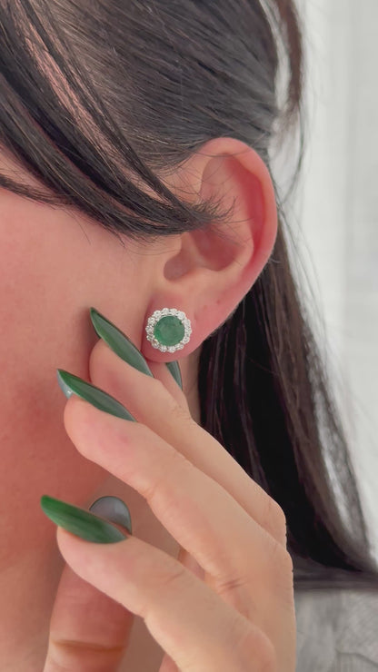 Natural Emerald Diamond Earrings 14k Gold 3.06 TCW Certified $4,950 509019