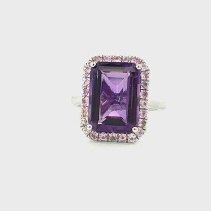 Natural Amethyst Sapphire Ring Size 6.5 14k Gold 6.6 TCW Certified $4,950 601176
