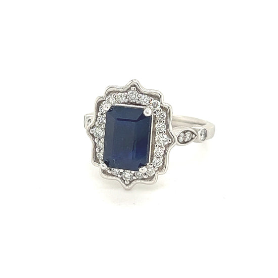Natural Sapphire Diamond Ring 6.5 14k White Gold 3.51 TCW Certified $2,950 300214