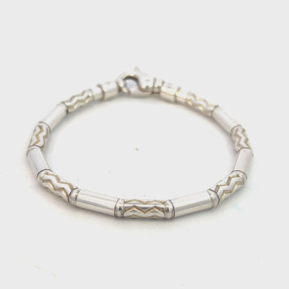 Tiffany & Co Estate German Zig Zag Bracelet 7.5" Sterling Silver 4.5 mm TIF705