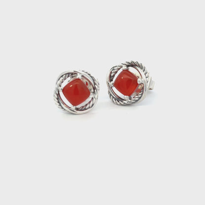 David Yurman Estate Carnelian Infinity Earrings 14kt + Silver DY536