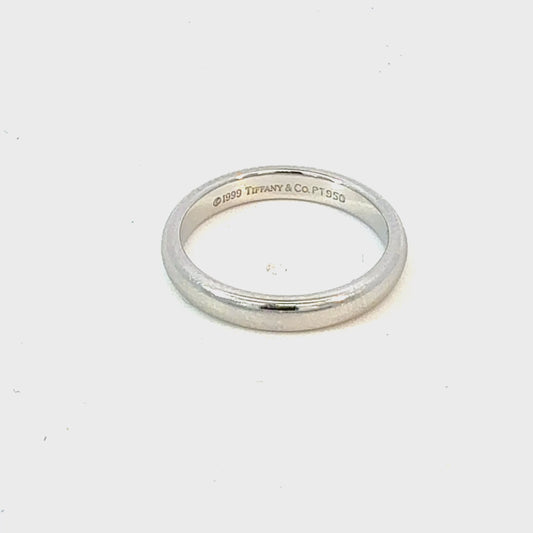 Tiffany & Co Platinum Band Ring Size 5, 3 mm Height Estate TIF924
