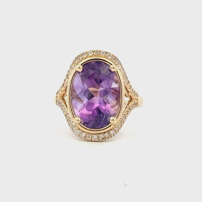 Natural Amethyst Diamond Ring Size 7 14k Gold 6.17 TCW Certified $4,950 601180