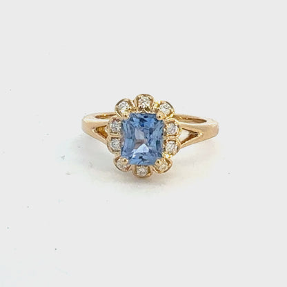 Natural Sapphire Diamond Ring Size 6.5 14k Yellow Gold 1.4 TCW Certified $4,950 601362