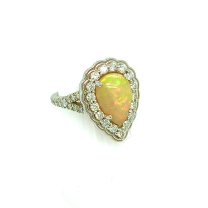 Natural Opal Diamond Ring 6.25 14k W Gold 2.35 TCW Certified $4,950 304174