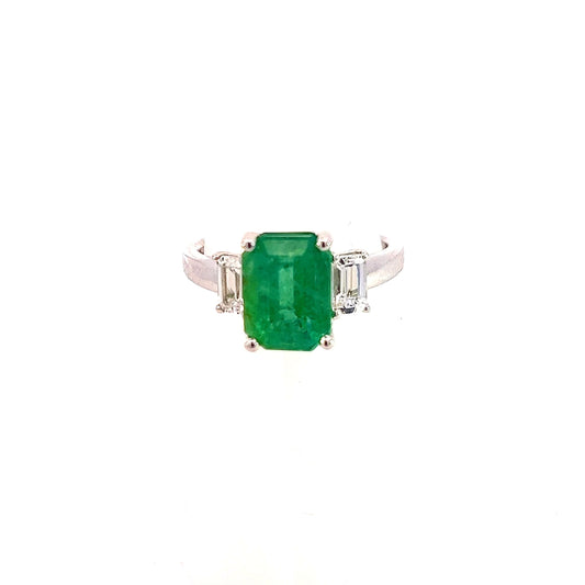 Natural Emerald Sapphire Ring 6.25 14k White Gold 3.49 TCW Certified $4,970 310641