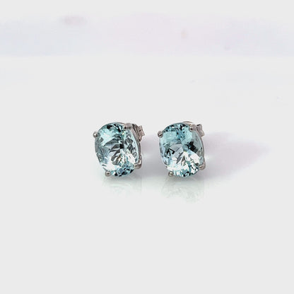 Natural Aquamarine Stud Earrings 14k Gold 3.13 TCW Certified $1,290 311053