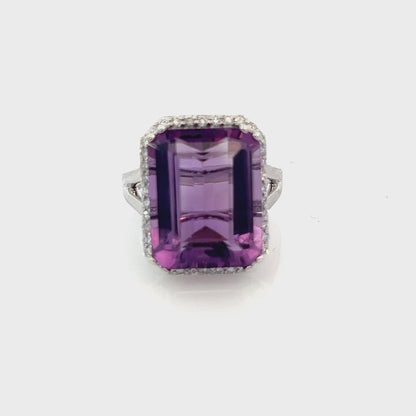 Natural Amethyst Diamond Ring Size 6.5, 14k Gold 12.48 TCW Certified $4,950 409159