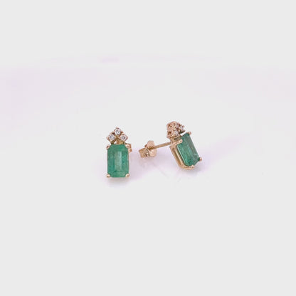 Natural Emerald Diamond Earrings 14k Yellow Gold 1.69 TCW Certified $2,950 121255