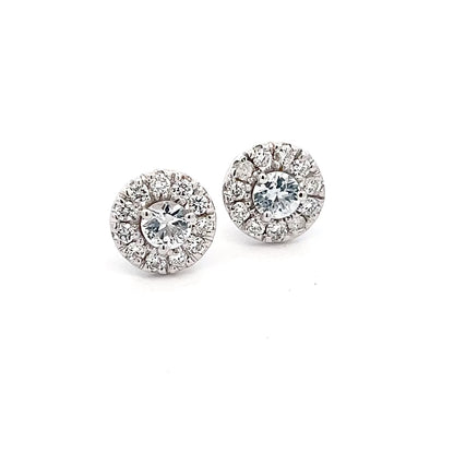 Natural White Sapphire Diamond Stud Earrings 14k W Gold 1.26 TCW Certified $3,050 216093