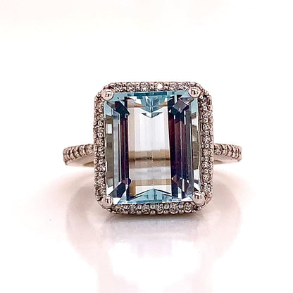 Aquamarine Diamond Ring 14k Gold Size 6.5, 6 TCW Certified $6,950 121105