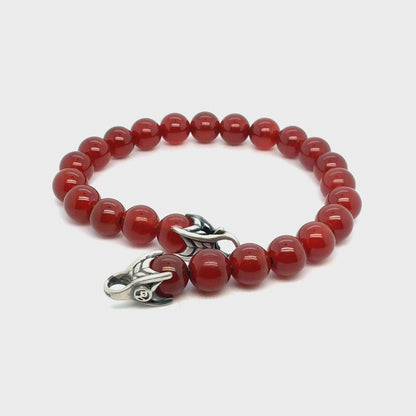 David Yurman Carnelian Spiritual Beads Bracelet 8.5" 8 mm Silver Estate DY591