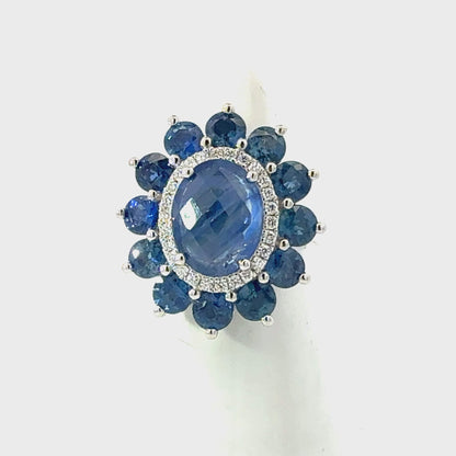 Natural Sapphire Diamond Ring Size 7 14k Gold 10.36 TCW Certified $11,950 601196