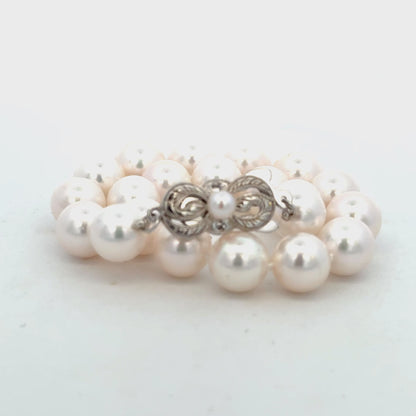 Mikimoto Akoya Pearl Bracelet 8" 8.5 mm Sterling Silver Estate M459