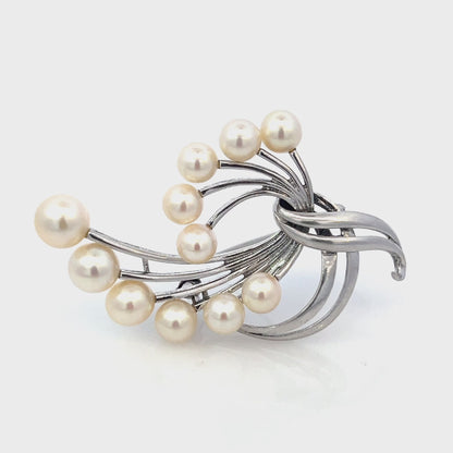 Mikimoto Estate Akoya Pearl Brooch Pin Sterling Silver 7.6 mm M425