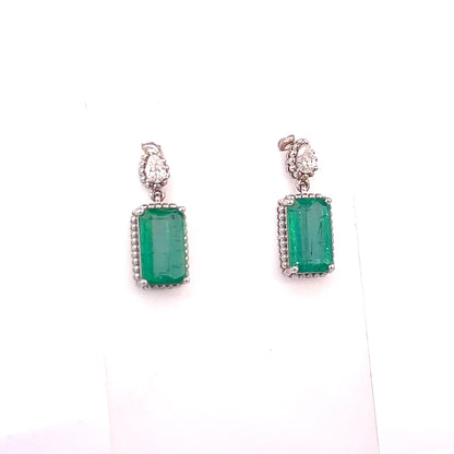 Natural Emerald Diamond Earrings 14k Gold 5.0 TCW Certified $4,950 121161