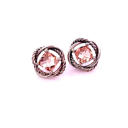 David Yurman Estate Morganite Infinity Earrings Sterling Silver DY522