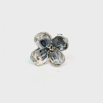 Tiffany & Co Estate Dogwood 4 leaf clover Flower Brooch Sterling Silver 4.45 Grams TIF845