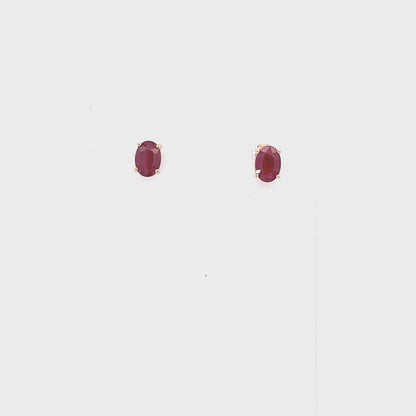 Natural Ruby Stud Earrings 14k Yellow Gold 2 TCW Certified $1,290 311044
