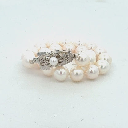 Mikimoto Akoya Pearl Bracelet 7" 7 mm Sterling Silver Estate M457