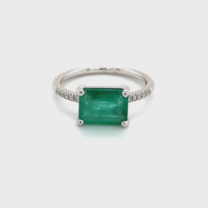 Natural Emerald Diamond Ring Size 6.5 14k Gold 1.95 TCW Certified $3,950 310582