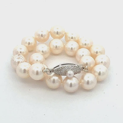 Mikimoto Akoya Pearl Bracelet 6.75" 7 mm Sterling Silver Estate M461